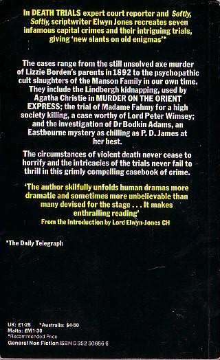 Elwyn Jones  DEATH TRIALS magnified rear book cover image