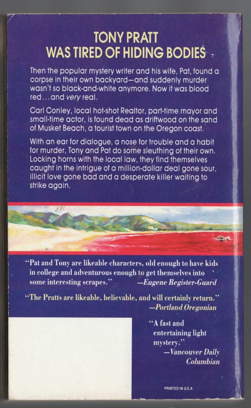 Bernie Lee  MURDER AT MUSKET BEACH magnified rear book cover image