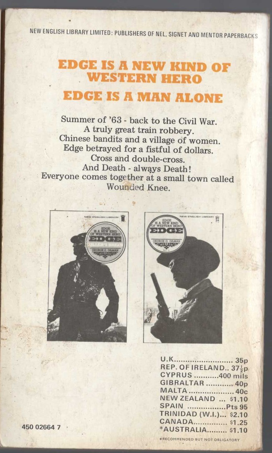 George G. Gilman  EDGE 8: SEVEN OUT OF HELL magnified rear book cover image