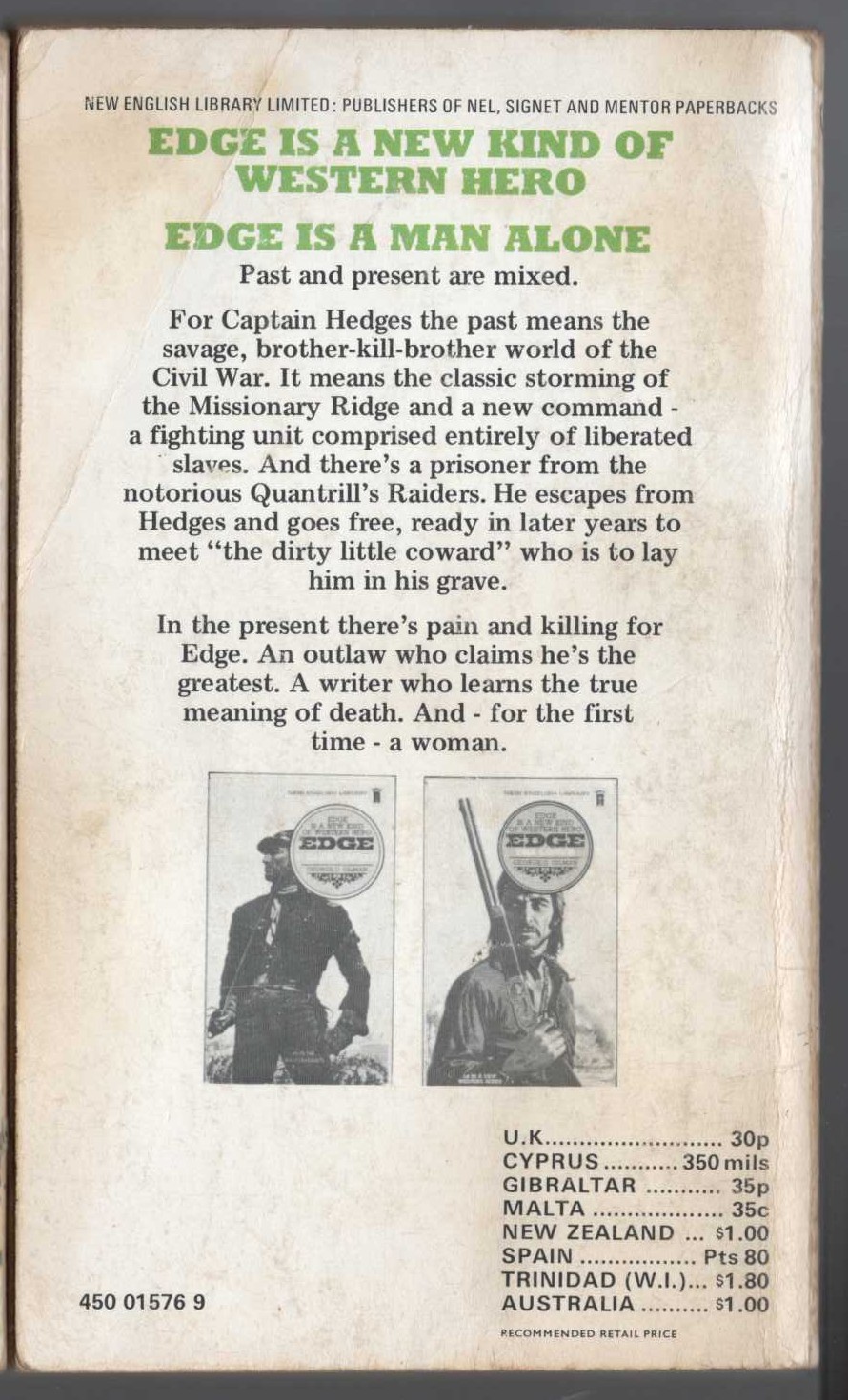 George G. Gilman  EDGE 10: VENGEANCE IS BLACK magnified rear book cover image