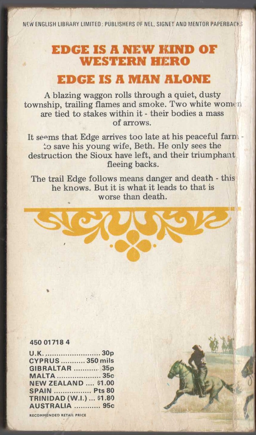 George G. Gilman  EDGE 11: SIOUX UPRISING magnified rear book cover image