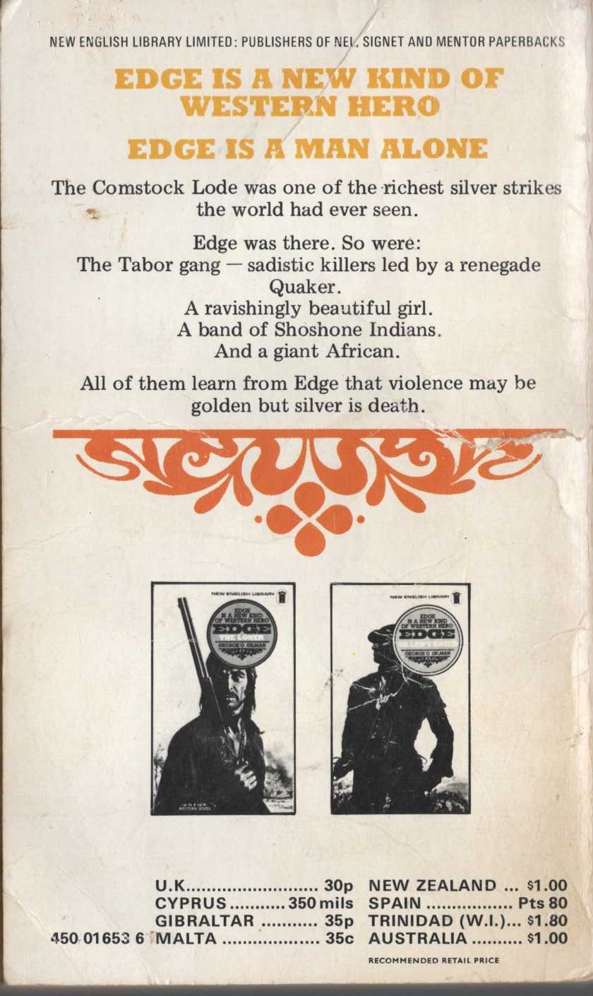 George G. Gilman  EDGE 5: BLOOD ON SILVER magnified rear book cover image