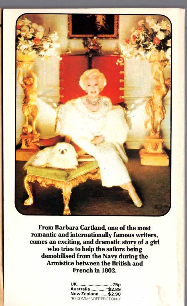 Barbara Cartland  A HEART IS STOLEN magnified rear book cover image