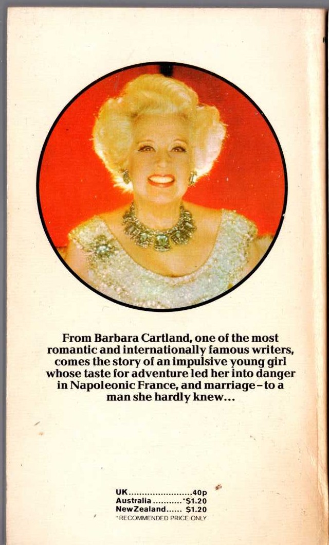 Barbara Cartland  THE IMPETUOUS DUCHESS magnified rear book cover image