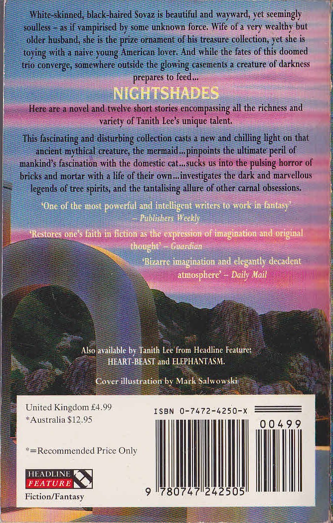 Tanith Lee  NIGHTSHADES magnified rear book cover image