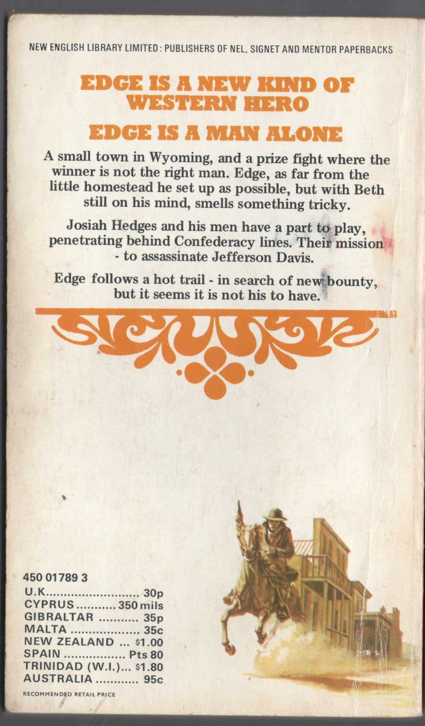 George G. Gilman  EDGE 12: BIGGEST BOUNTY magnified rear book cover image