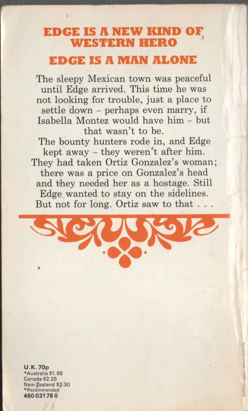 George G. Gilman  EDGE 26: SAVAGE DAWN magnified rear book cover image