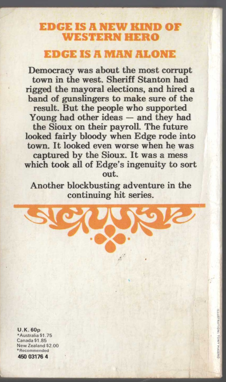 George G. Gilman  EDGE 24: THE DAY DEMOCRACY DIED magnified rear book cover image