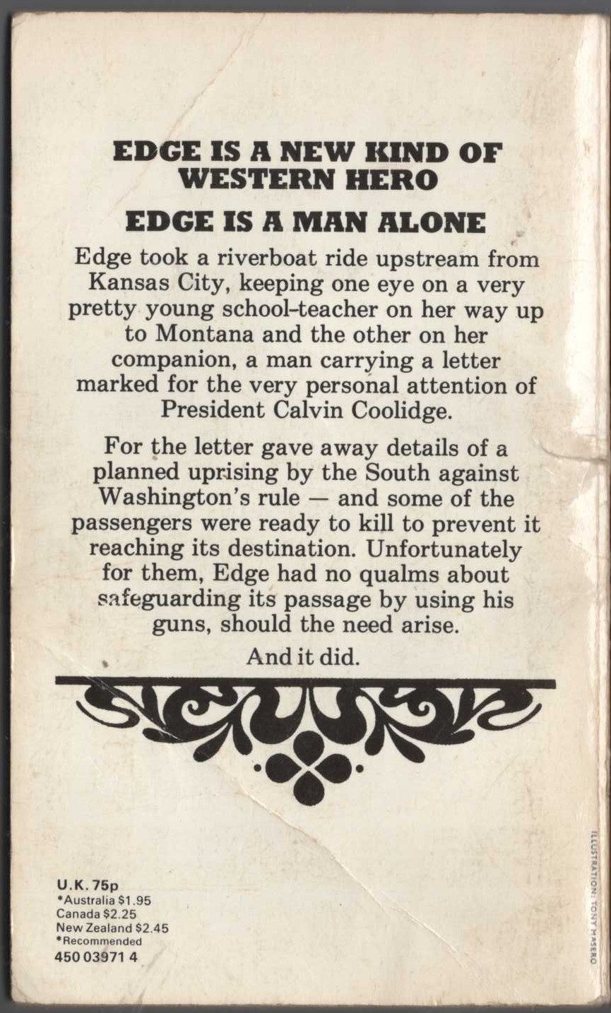 George G. Gilman  EDGE 23: ECHOES OF WAR magnified rear book cover image