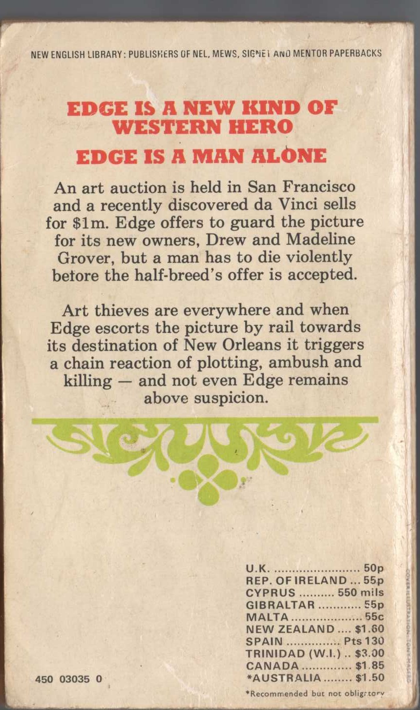 George G. Gilman  EDGE 22: SLAUGHTER ROAD magnified rear book cover image