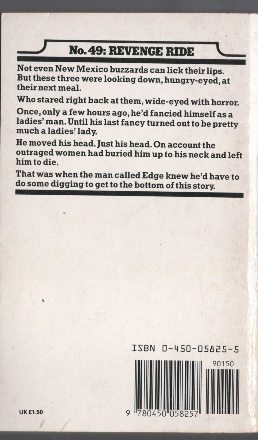 George G. Gilman  EDGE 49: REVENGE RIDE magnified rear book cover image