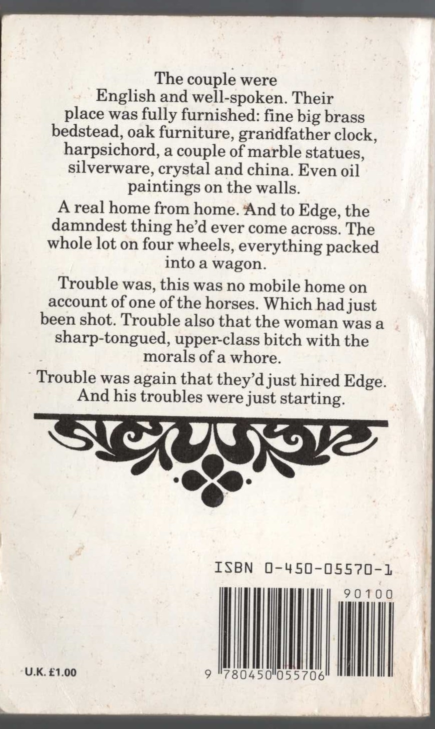 George G. Gilman  EDGE 44: THE BLIND SIDE magnified rear book cover image