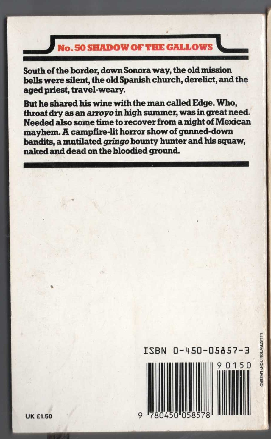 George G. Gilman  EDGE 50: SHADOW OF THE GALLOWS magnified rear book cover image