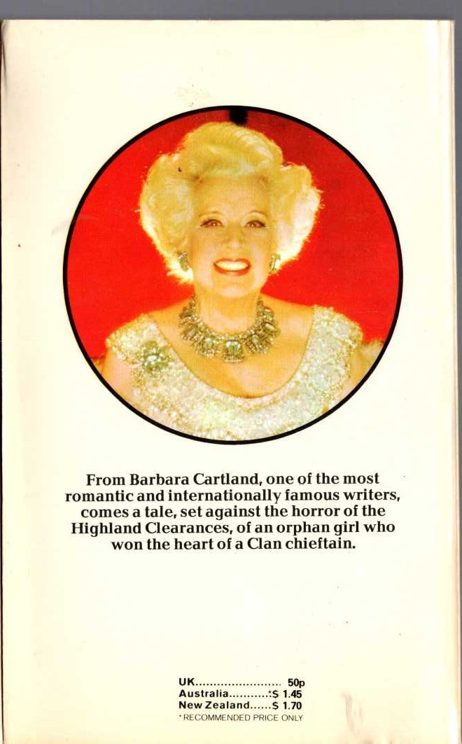 Barbara Cartland  THE SECRET OF THE GLEN magnified rear book cover image