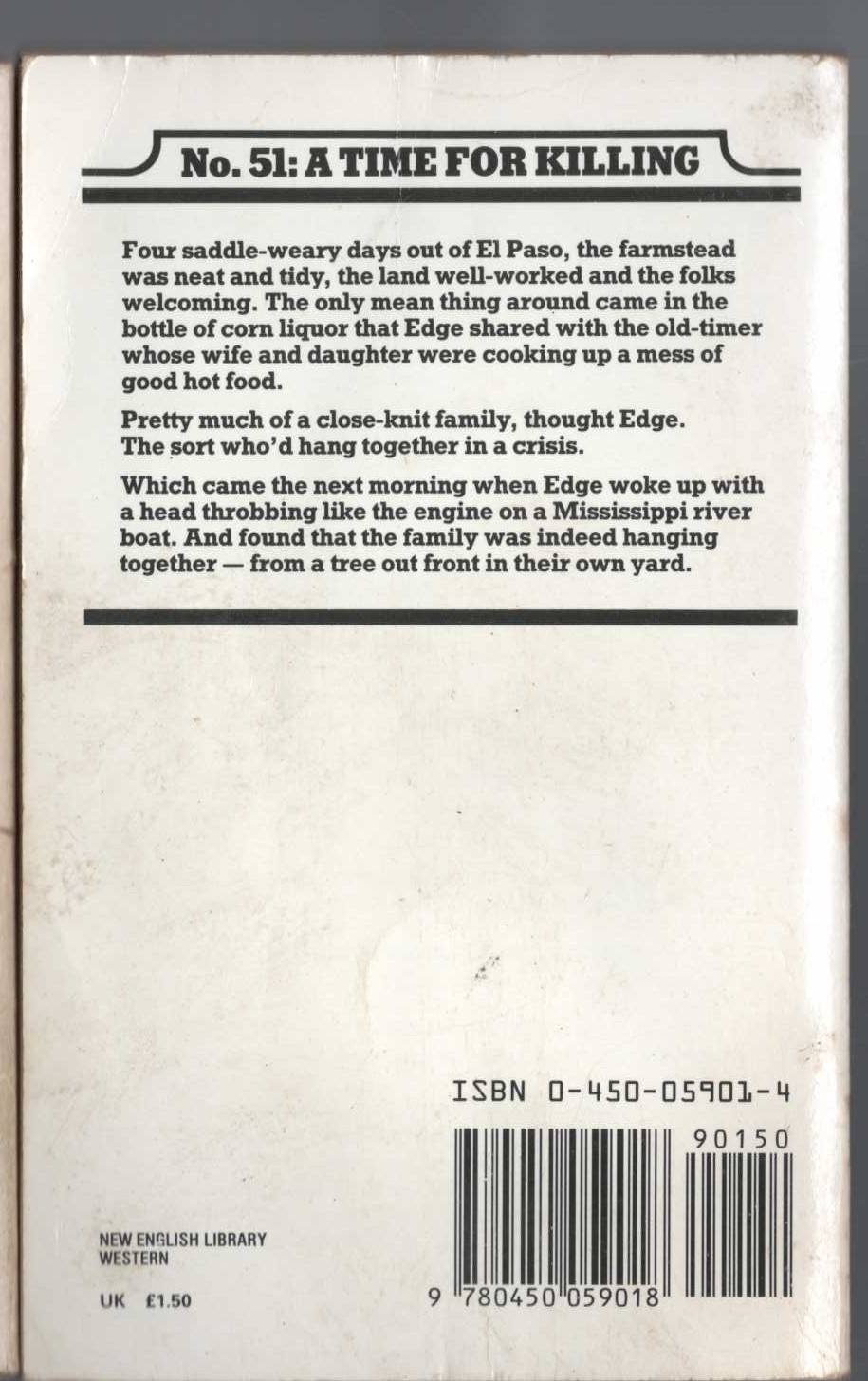 George G. Gilman  EDGE 51: A TIME FOR KILLING magnified rear book cover image