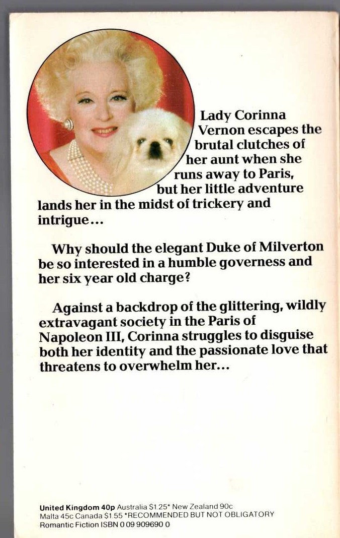 Barbara Cartland  THE LITTLE ADVENTURE magnified rear book cover image