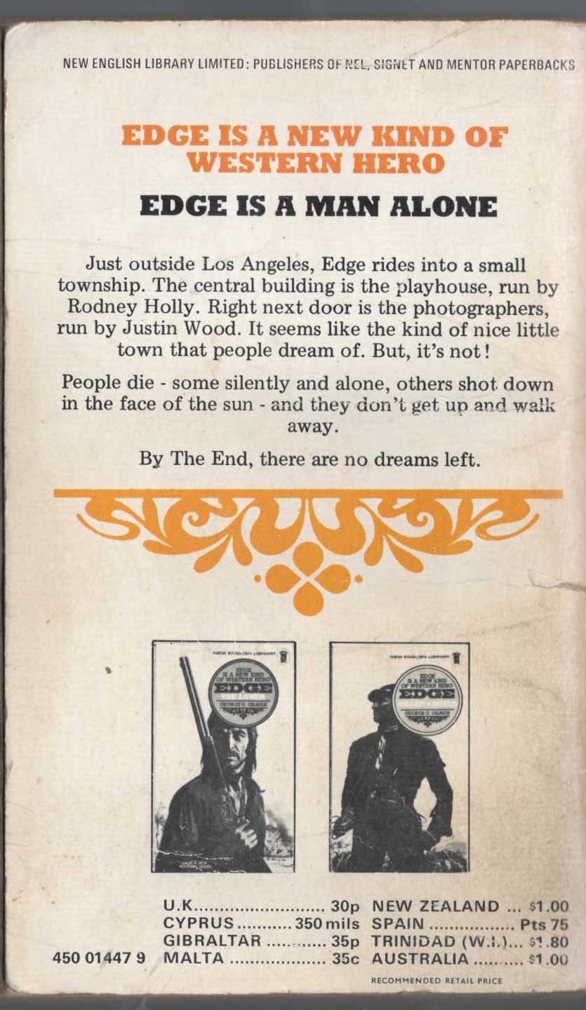 George G. Gilman  EDGE 7: CALIFORNIA KILLING magnified rear book cover image