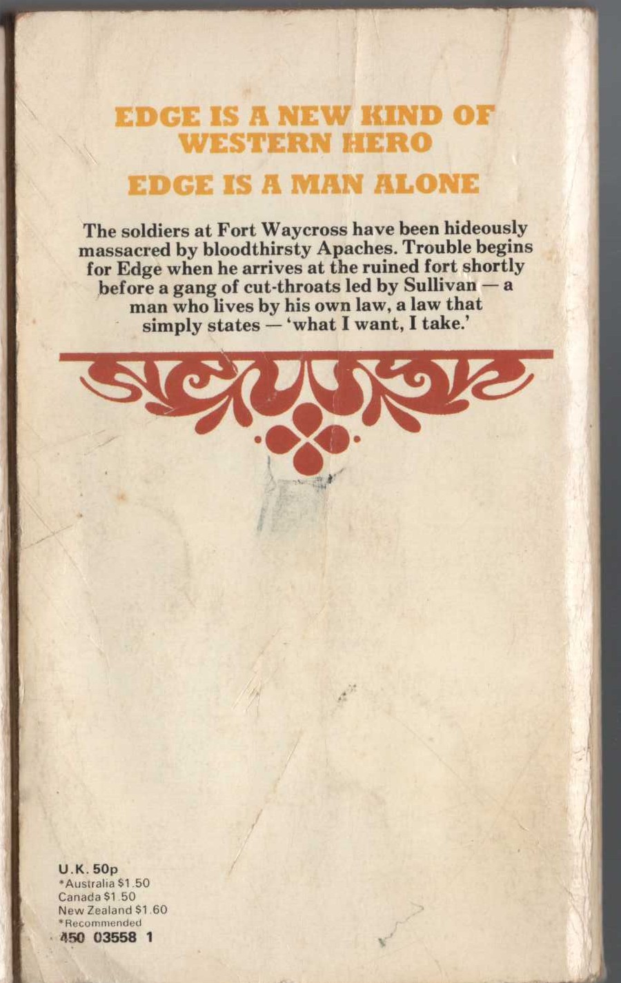 George G. Gilman  EDGE 20: SULLIVAN'S LAW magnified rear book cover image