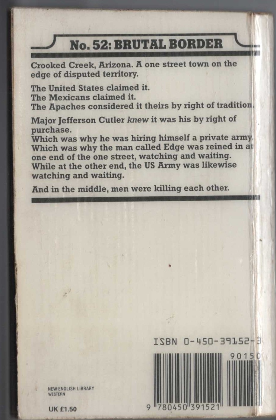 George G. Gilman  EDGE 52: BRUTAL BORDER magnified rear book cover image