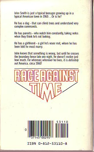 Piers Anthony  RACE AGAINST TIME magnified rear book cover image