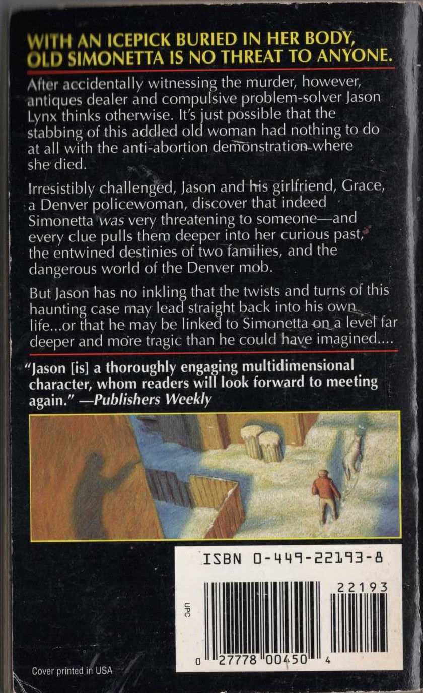 A.J. Orde  DEATH FOR OLD TIMES' SAKE magnified rear book cover image