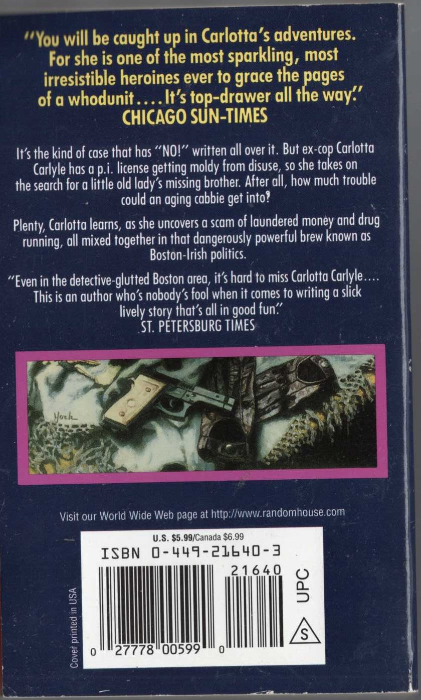 Linda Barnes  A TROUBLE OF FOOLS magnified rear book cover image