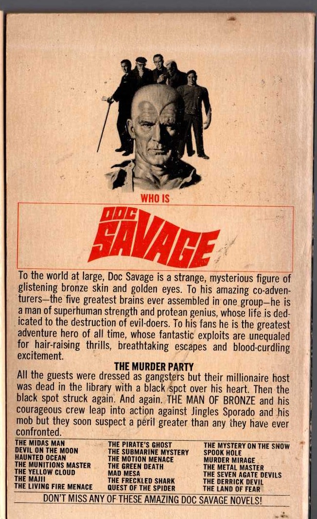 Kenneth Robeson  DOC SAVAGE: THE BLACK SPOT magnified rear book cover image