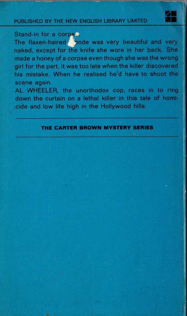 Carter Brown  THE DAME magnified rear book cover image
