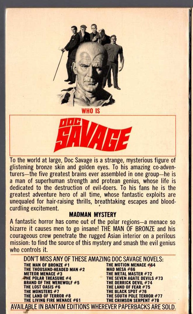 Kenneth Robeson  DOC SAVAGE: THE DEVIL GENGHIS magnified rear book cover image