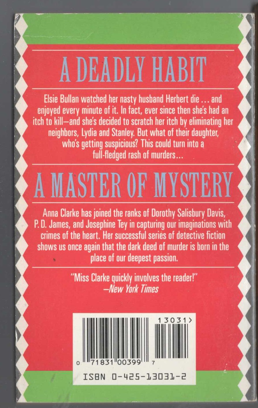 Anna Clarke  LEGACY OF EVIL magnified rear book cover image