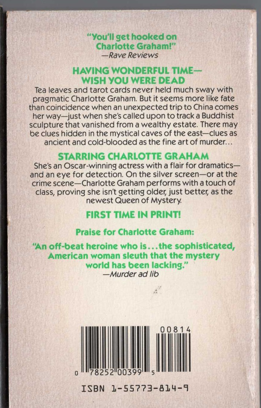 Charlotte Graham  MURDER ON THE SILK ROAD magnified rear book cover image