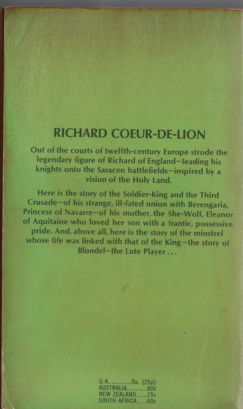 Norah Lofts  THE LUTE PLAYER magnified rear book cover image