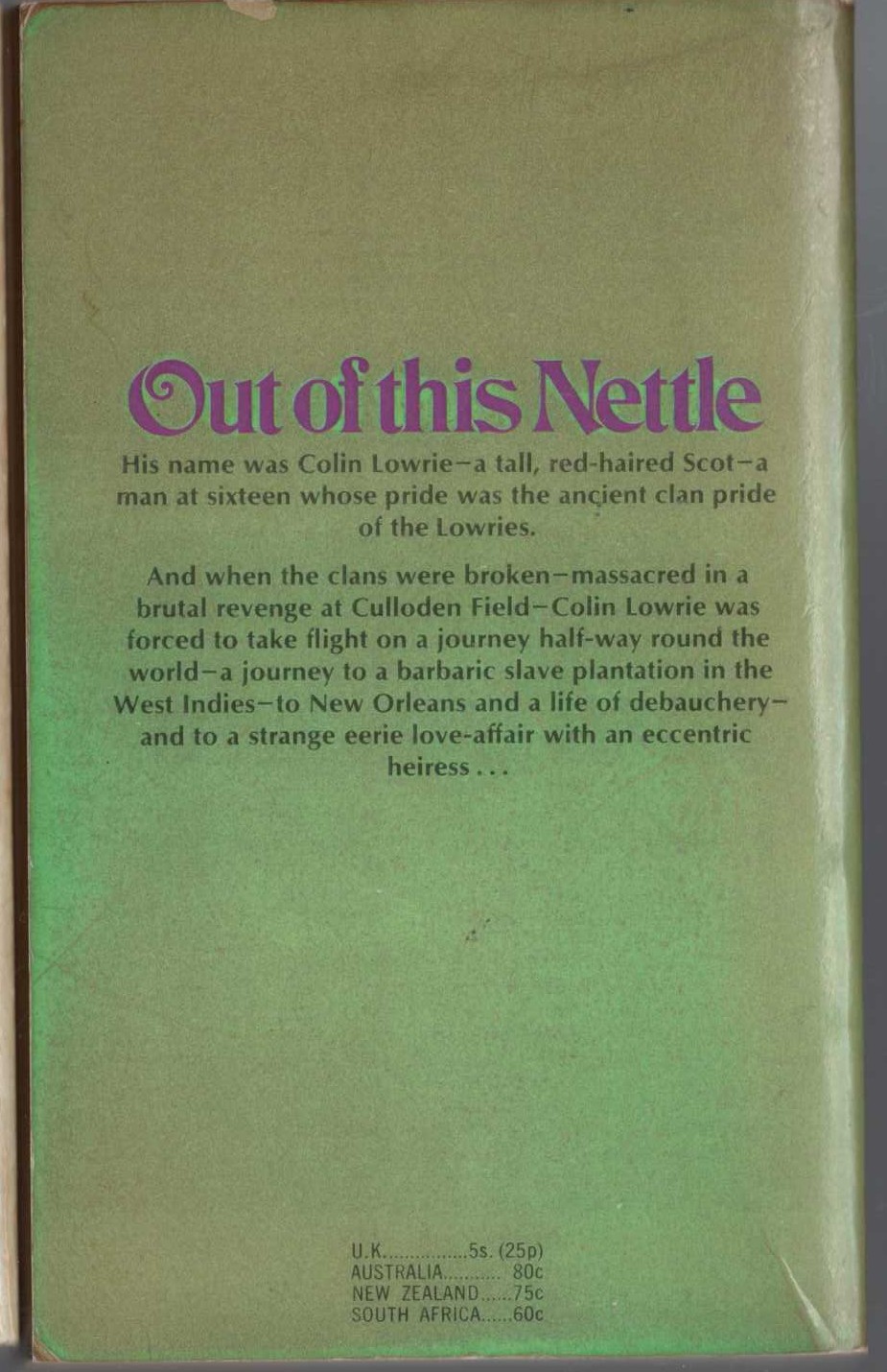 Norah Lofts  OUT OF THIS NETTLE magnified rear book cover image