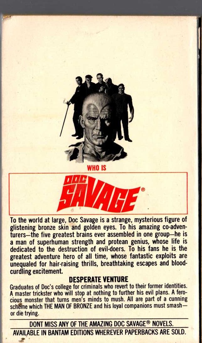 Kenneth Robeson  DOC SAVAGE: THE PURPLE DRAGON magnified rear book cover image