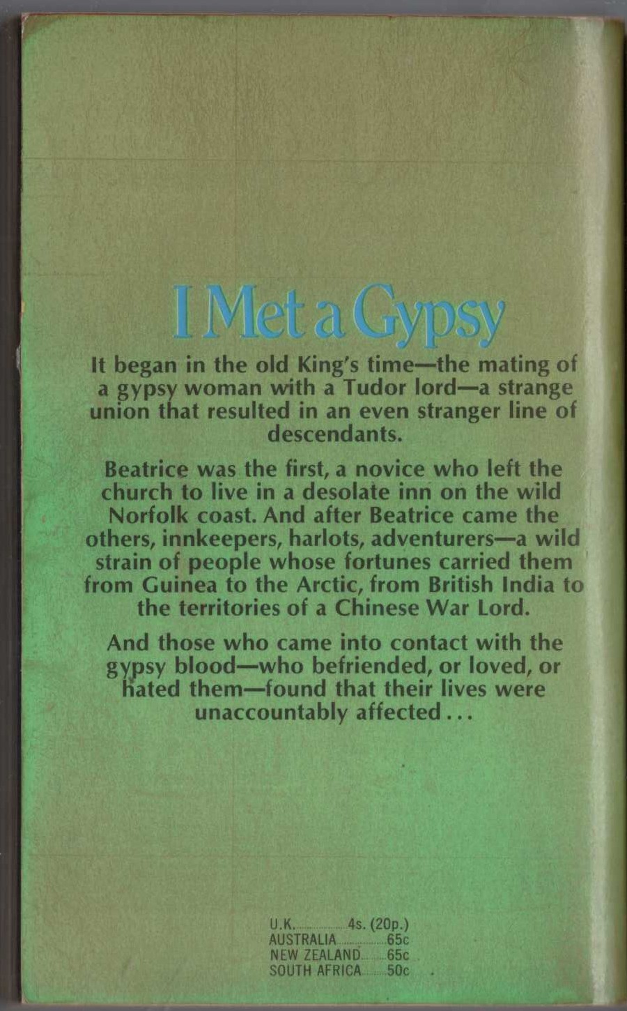 Norah Lofts  I-MET A GYPSY magnified rear book cover image