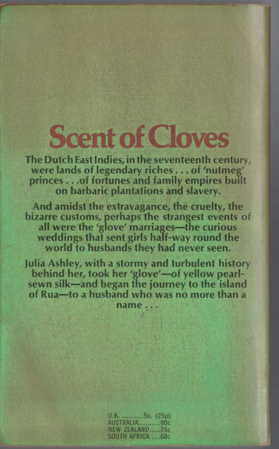 Norah Lofts  SCENT OF CLOVES magnified rear book cover image