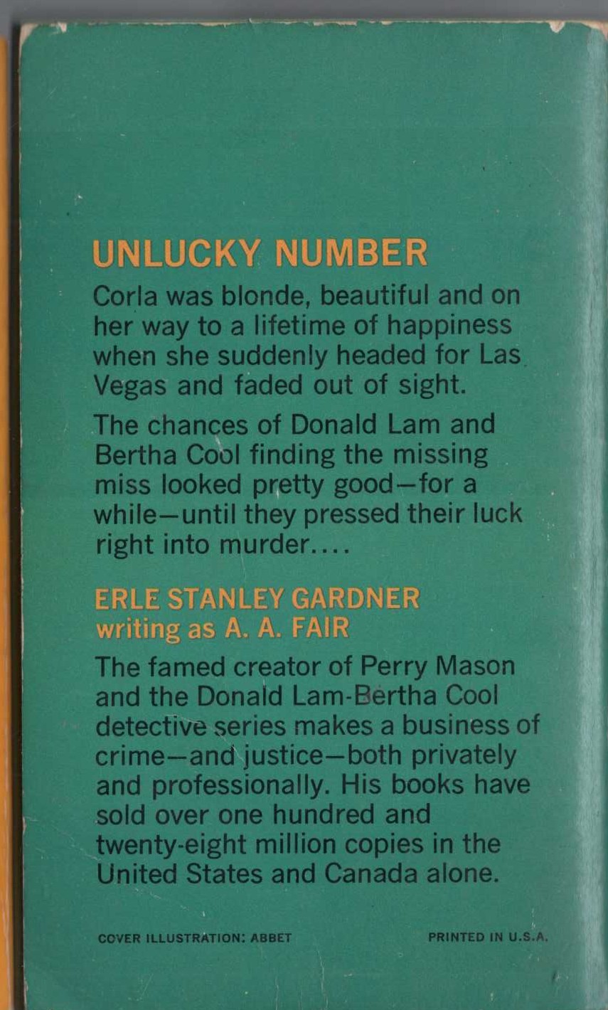 A.A. Fair  SPILL THE JACKPOT magnified rear book cover image