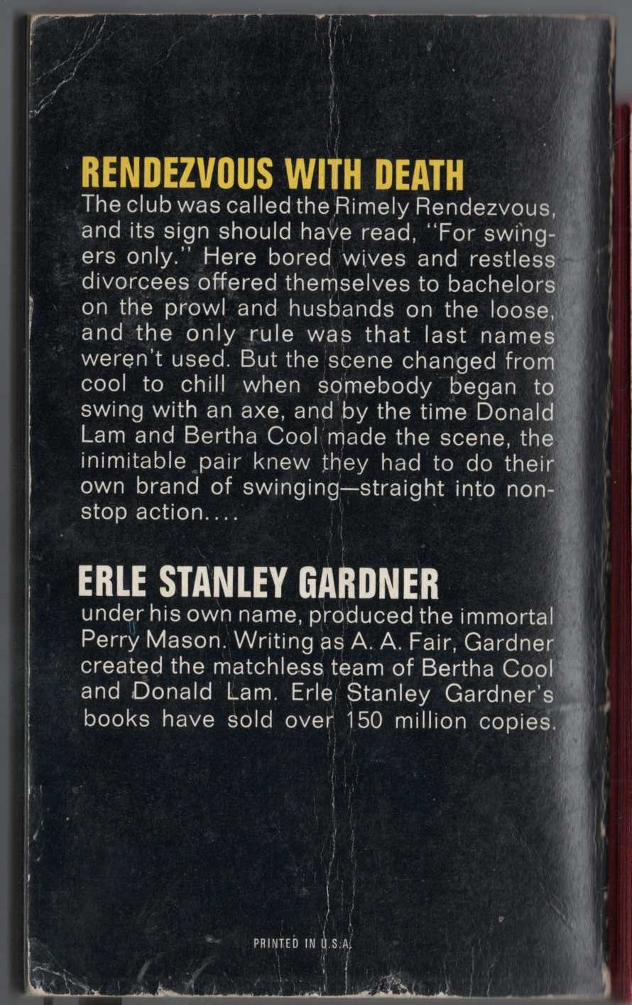 A.A. Fair  GIVE 'EM THE AXE magnified rear book cover image