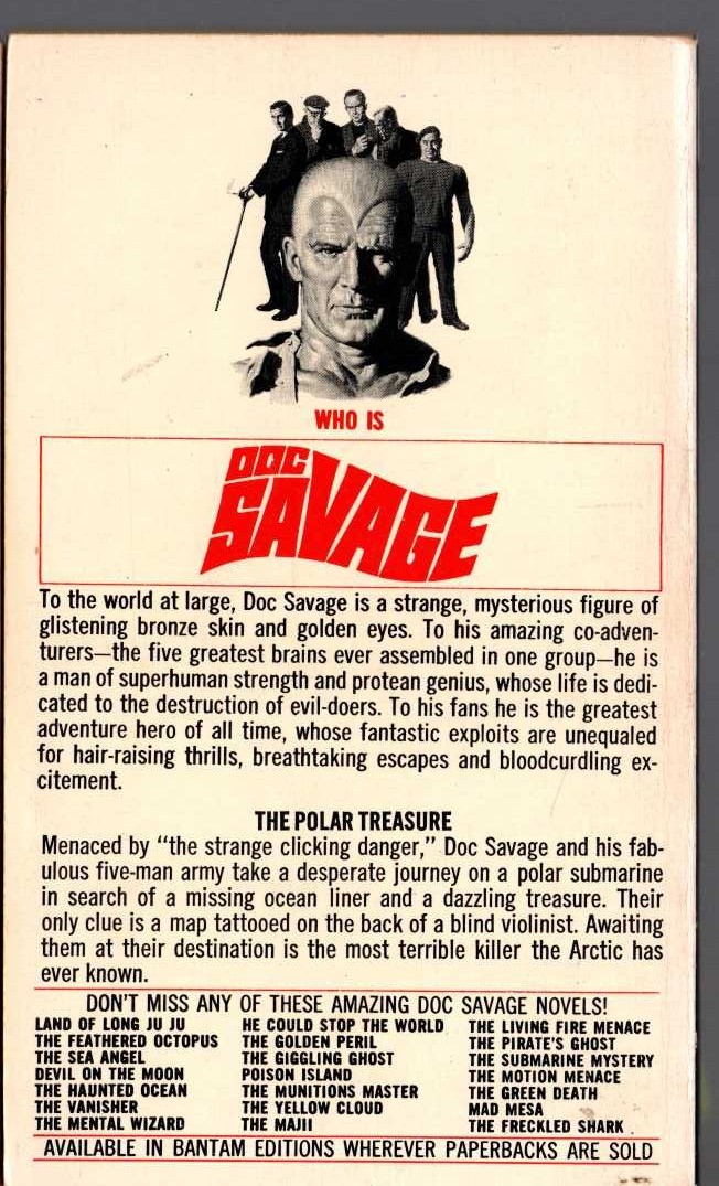 Kenneth Robeson  DOC SAVAGE: THE POLAR TREASURE magnified rear book cover image