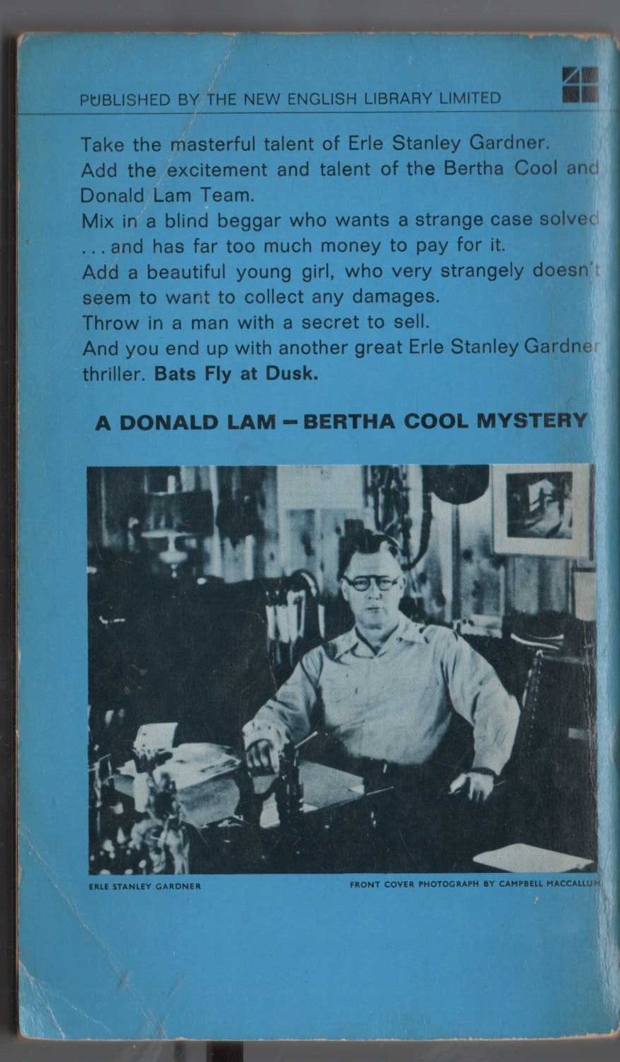 A.A. Fair  BATS FLY AT DUSK magnified rear book cover image