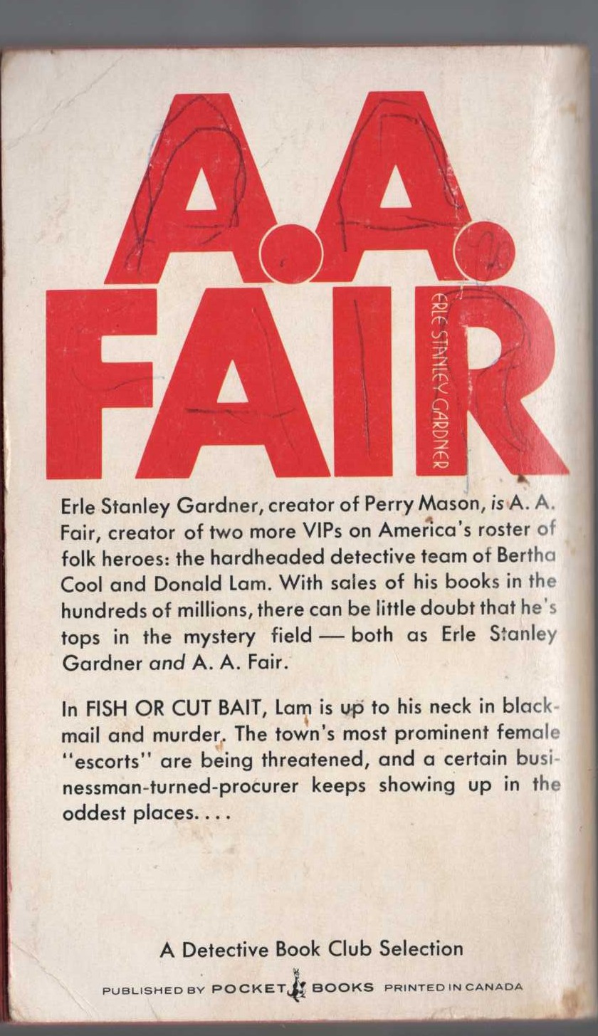 A.A. Fair  FISH OR CUT BAIT magnified rear book cover image