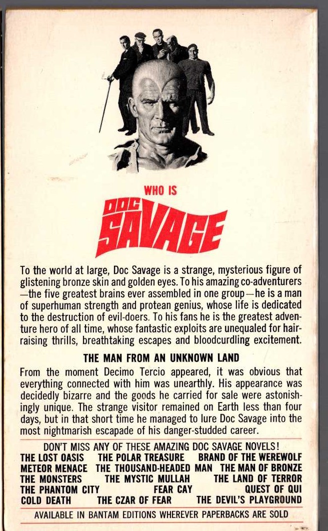 Kenneth Robeson  DOC SAVAGE: THE OTHER WORLD magnified rear book cover image