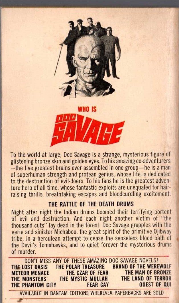 Kenneth Robeson  DOC SAVAGE: THE DEVIL'S PLAYGROUND magnified rear book cover image