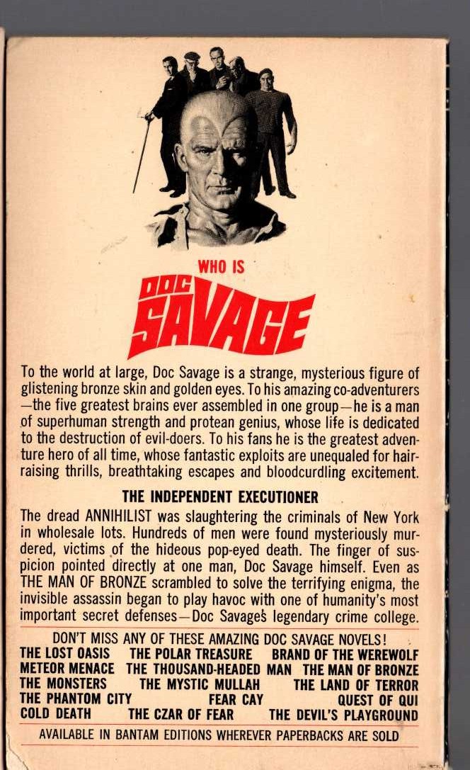 Kenneth Robeson  DOC SAVAGE: THE ANNIHILIST magnified rear book cover image