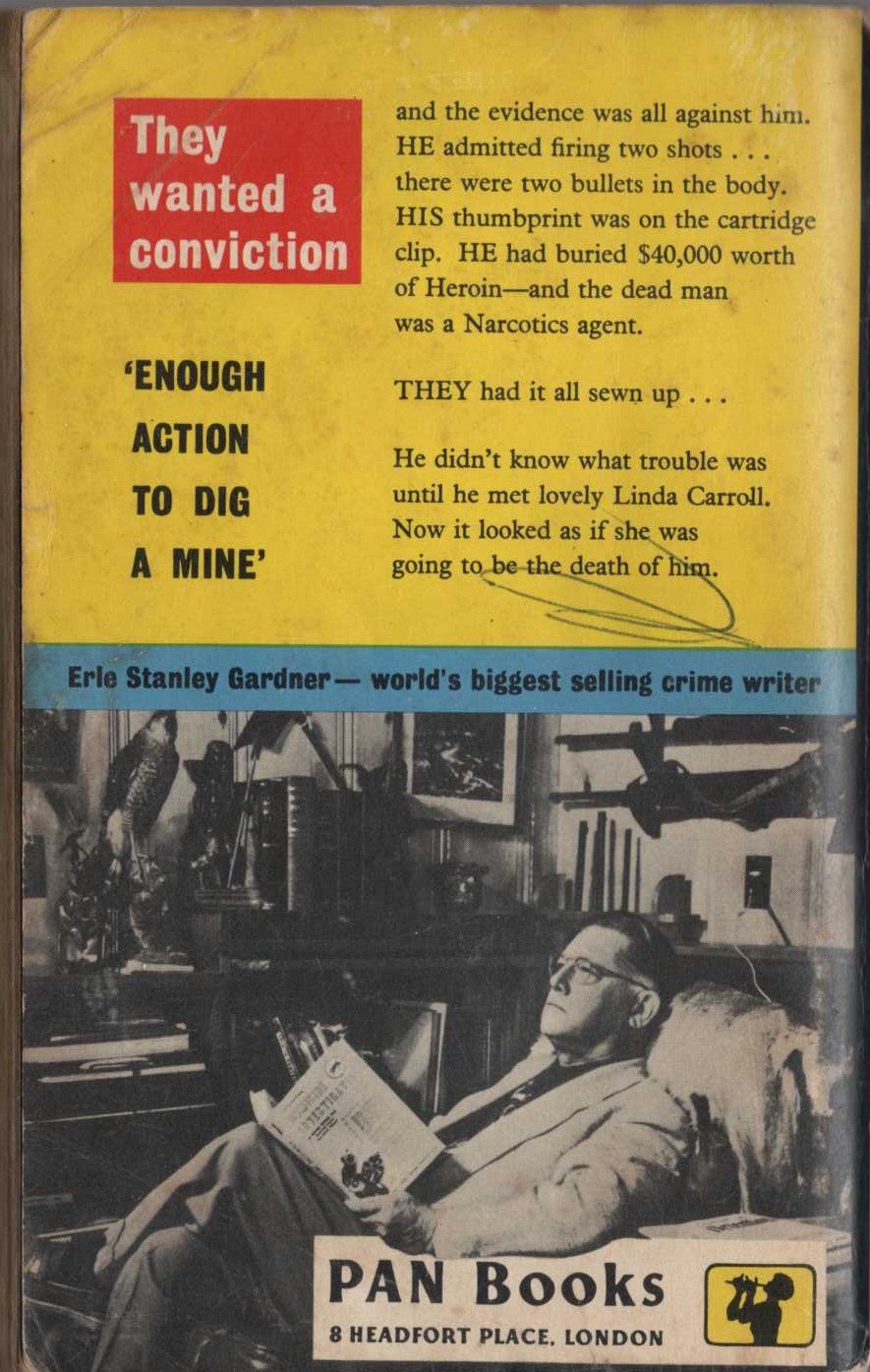 Erle Stanley Gardner  THE CASE OF THE MUSICAL COW magnified rear book cover image