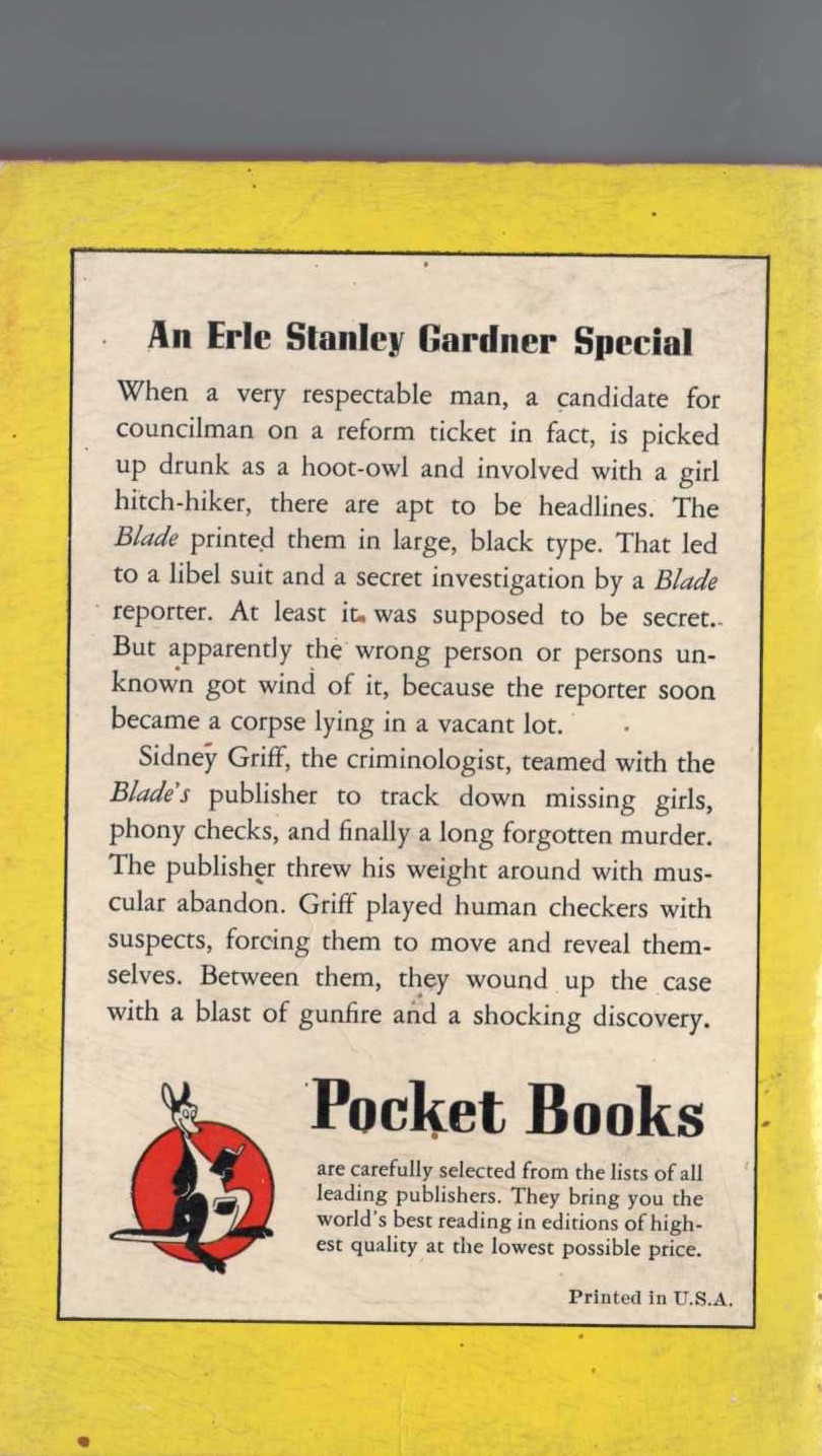 Erle Stanley Gardner  THE CLUE OF THE FORGOTTEN MURDER magnified rear book cover image