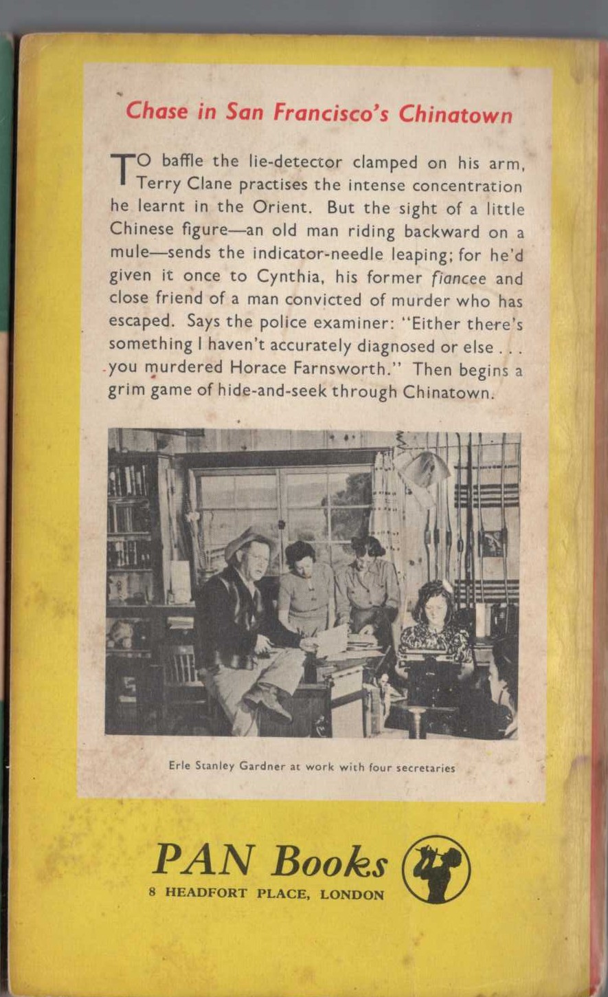 Erle Stanley Gardner  THE CASE OF THE BACKWARD MULE magnified rear book cover image
