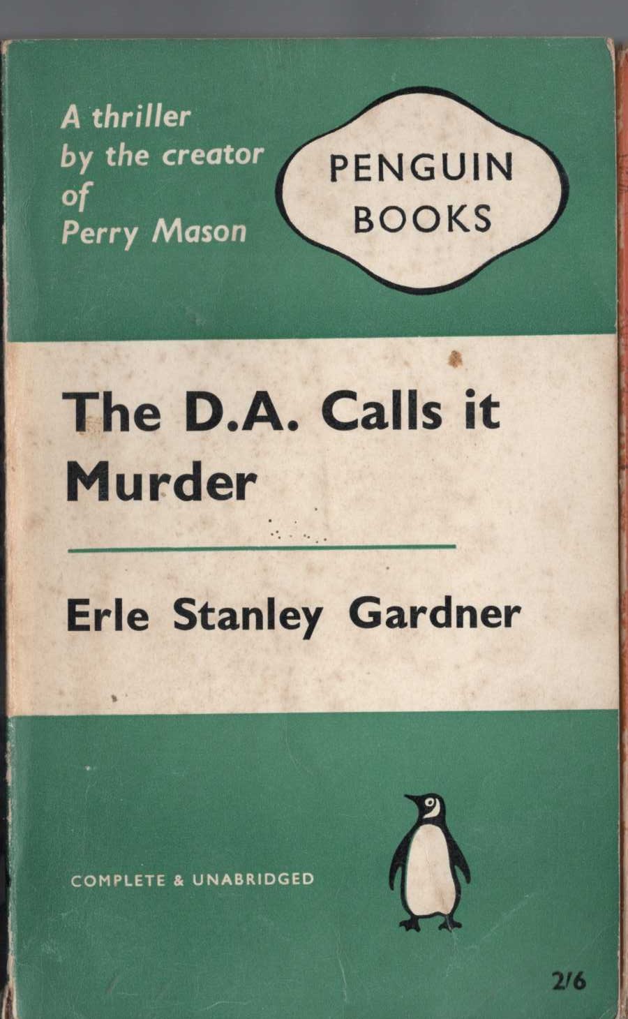 Erle Stanley Gardner  THE D.A. CALLS IT MURDER front book cover image