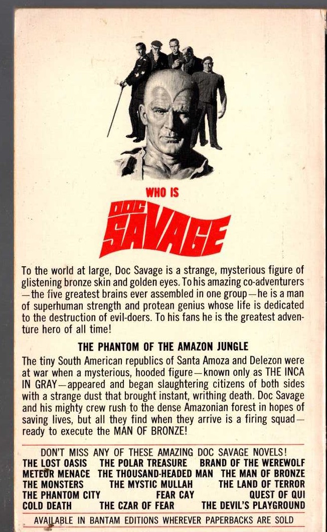 Kenneth Robeson  DOC SAVAGE: DUST OF DEATH magnified rear book cover image