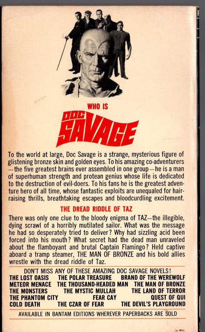 Kenneth Robeson  DOC SAVAGE: MYSTERY UNDER THE SEA magnified rear book cover image